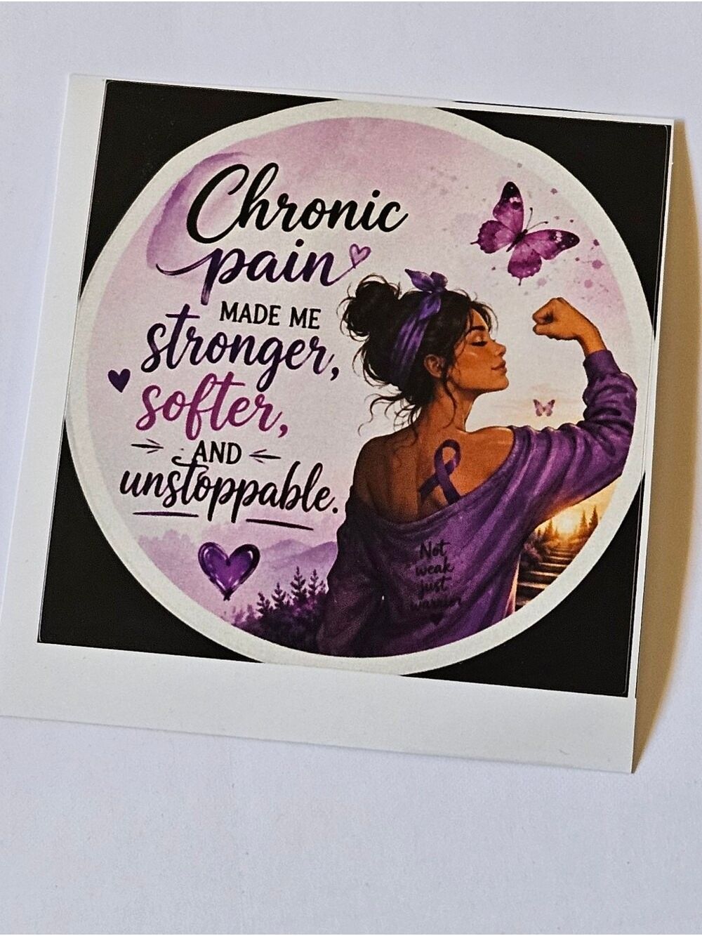 Handmade Chronic Pain Warrior Vinyl Sticker Purple Ribbon Butterfly Awareness 3" - Picture 13 of 17